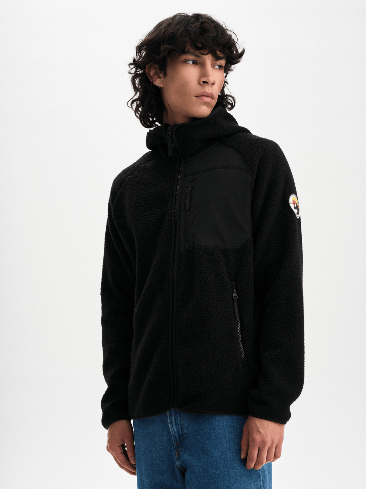 PILE HOOD RETRO BLACK Everest Pile Fleece