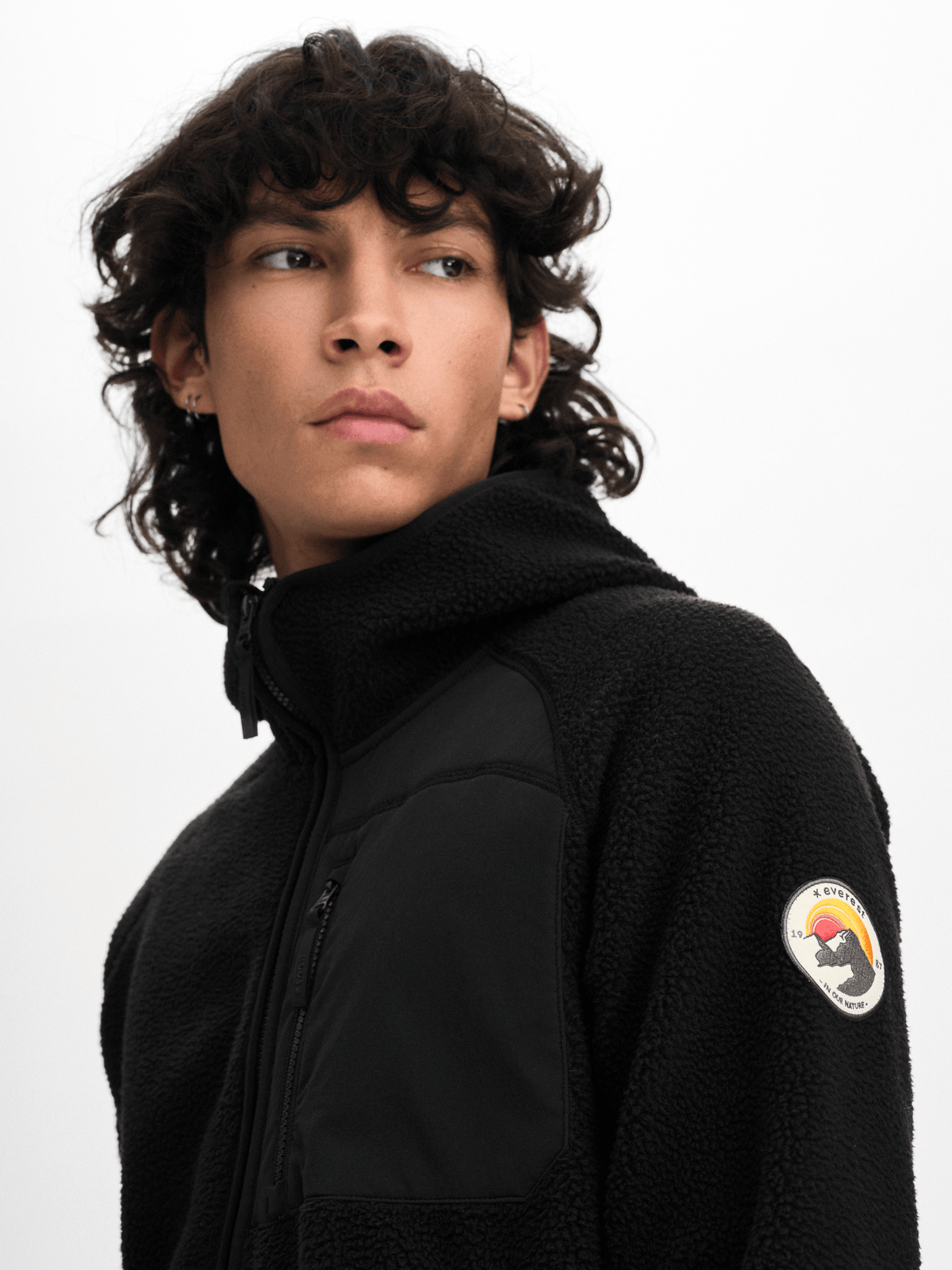 PILE HOOD RETRO BLACK Everest Pile Fleece