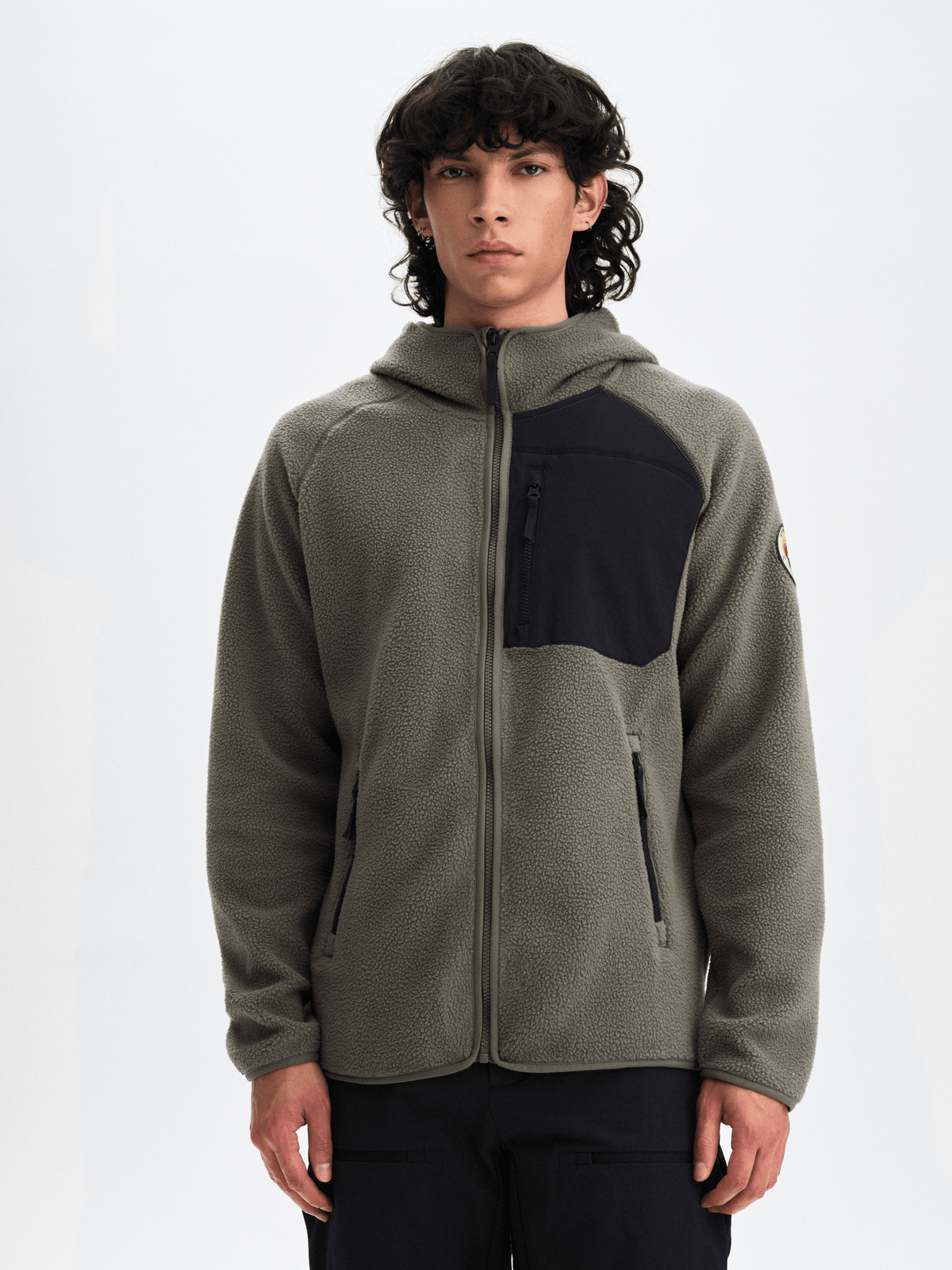 PILE HOOD RETRO KHAKI/GREY Everest Pile Fleece
