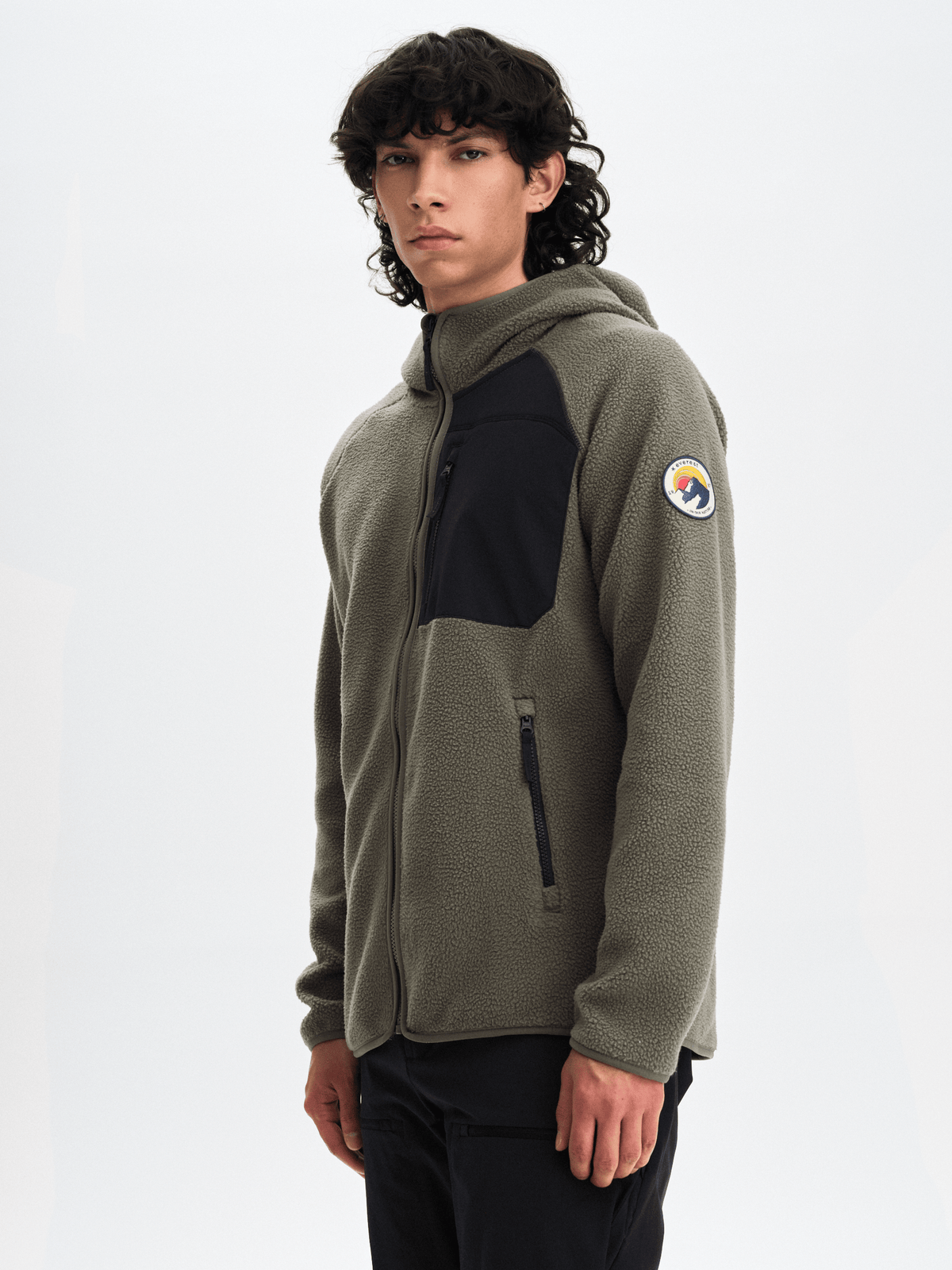 PILE HOOD RETRO KHAKI/GREY Everest Pile Fleece