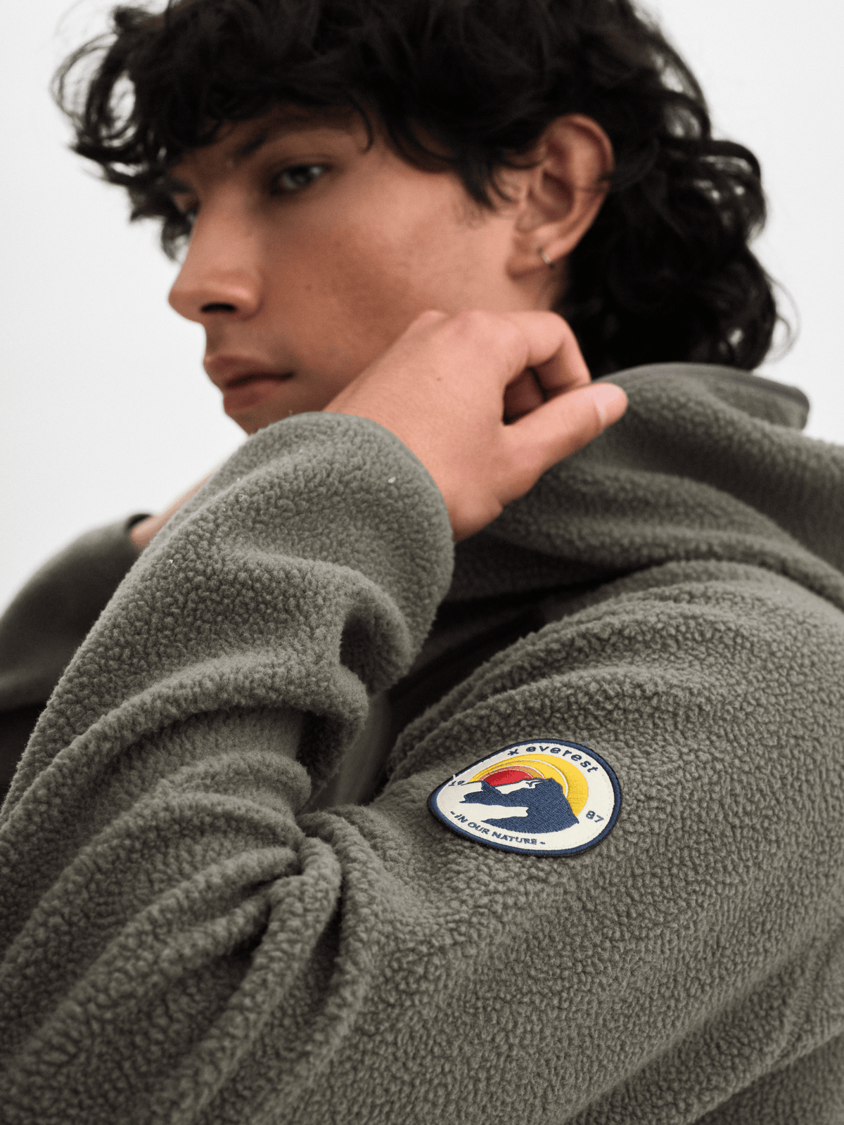 PILE HOOD RETRO KHAKI/GREY Everest Pile Fleece