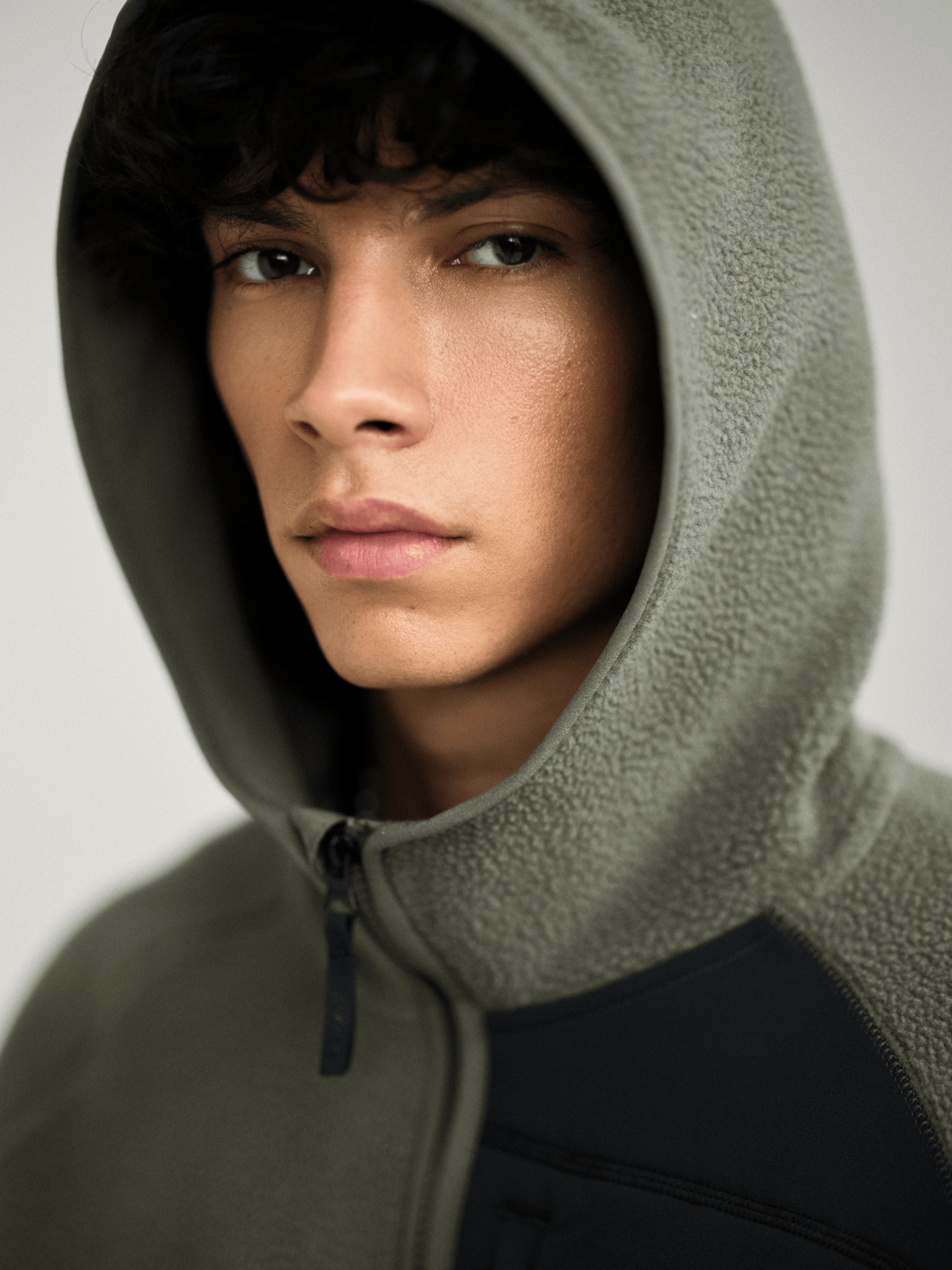 PILE HOOD RETRO KHAKI/GREY Everest Pile Fleece