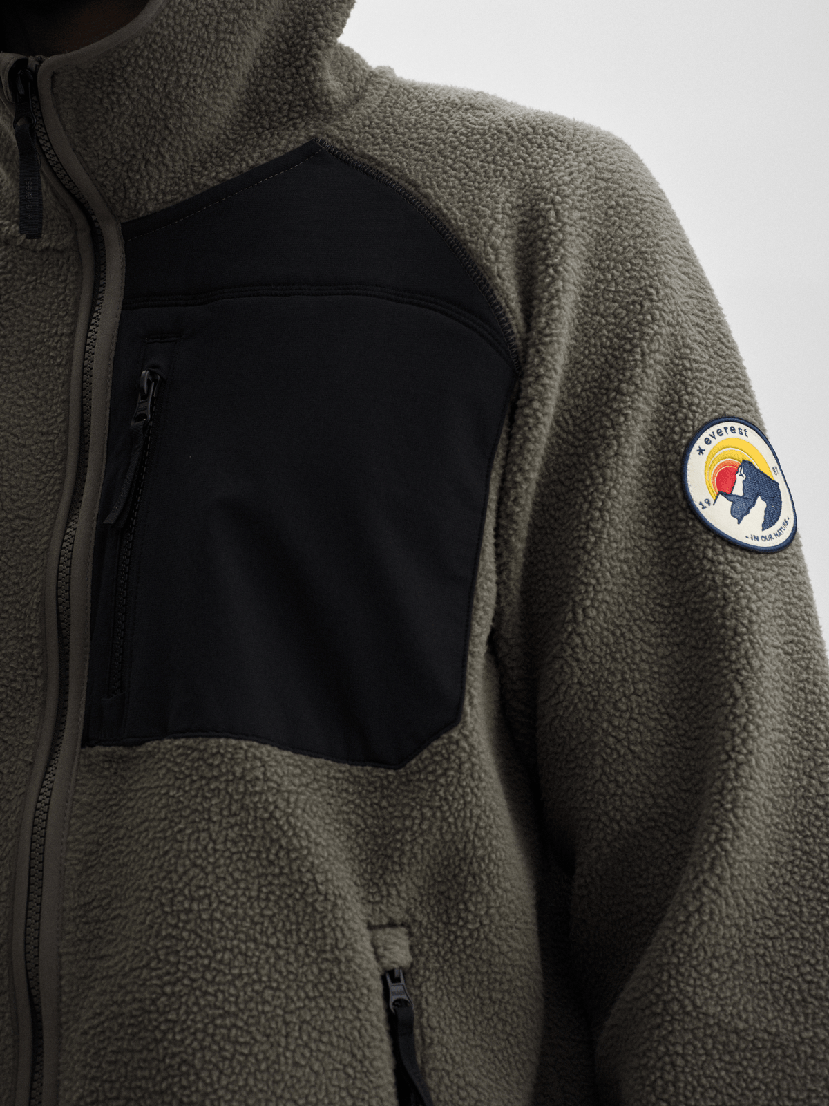 PILE HOOD RETRO KHAKI/GREY Everest Pile Fleece