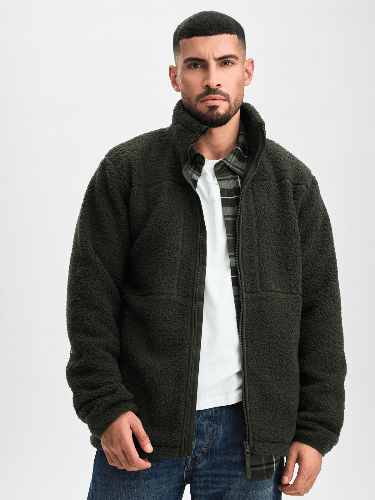 BECKLER PILE JACKET DEEP GREEN MAN (saknar text) Everest Pile Fleece