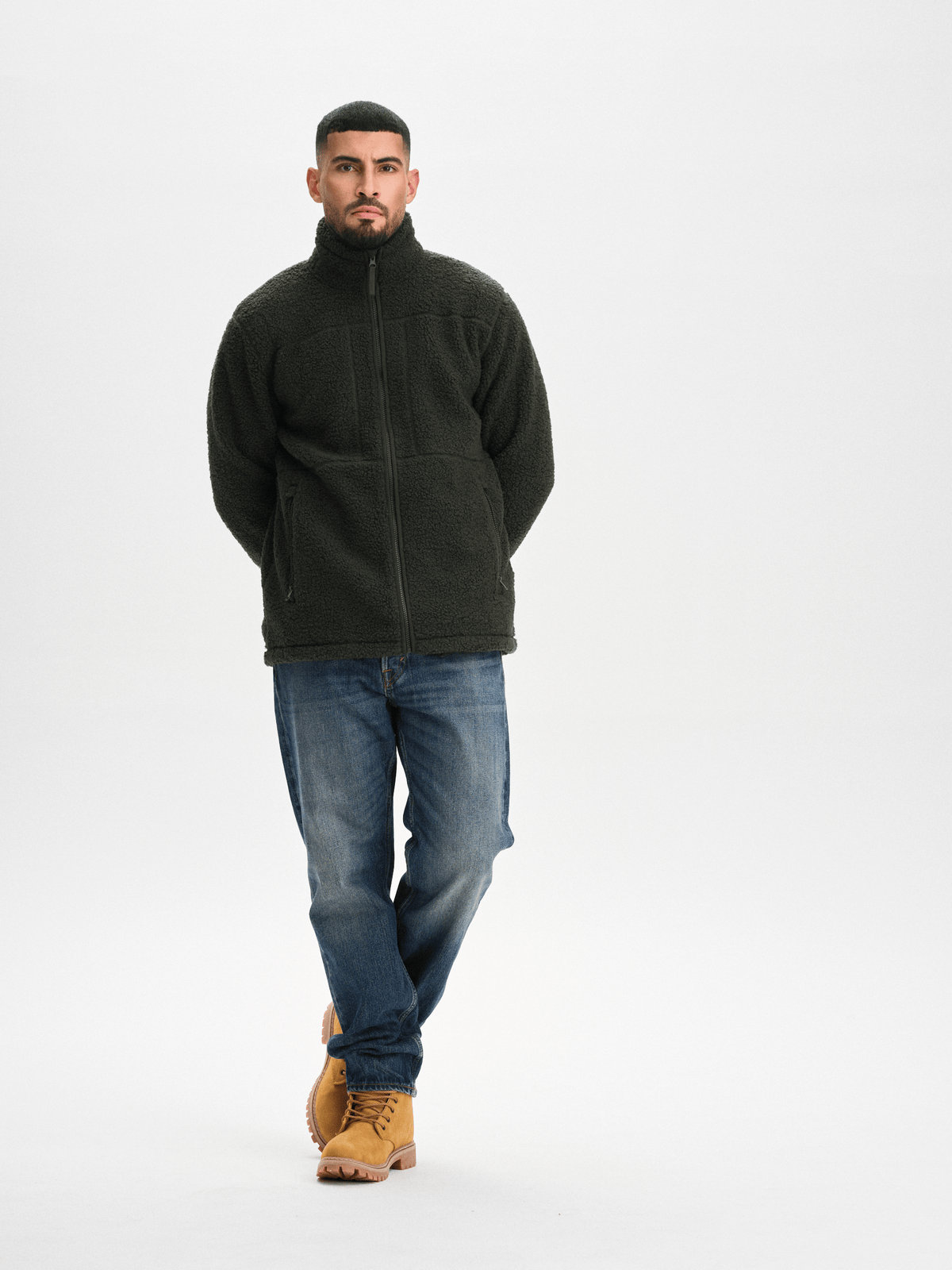 BECKLER PILE JACKET DEEP GREEN MAN (saknar text) Everest Pile Fleece