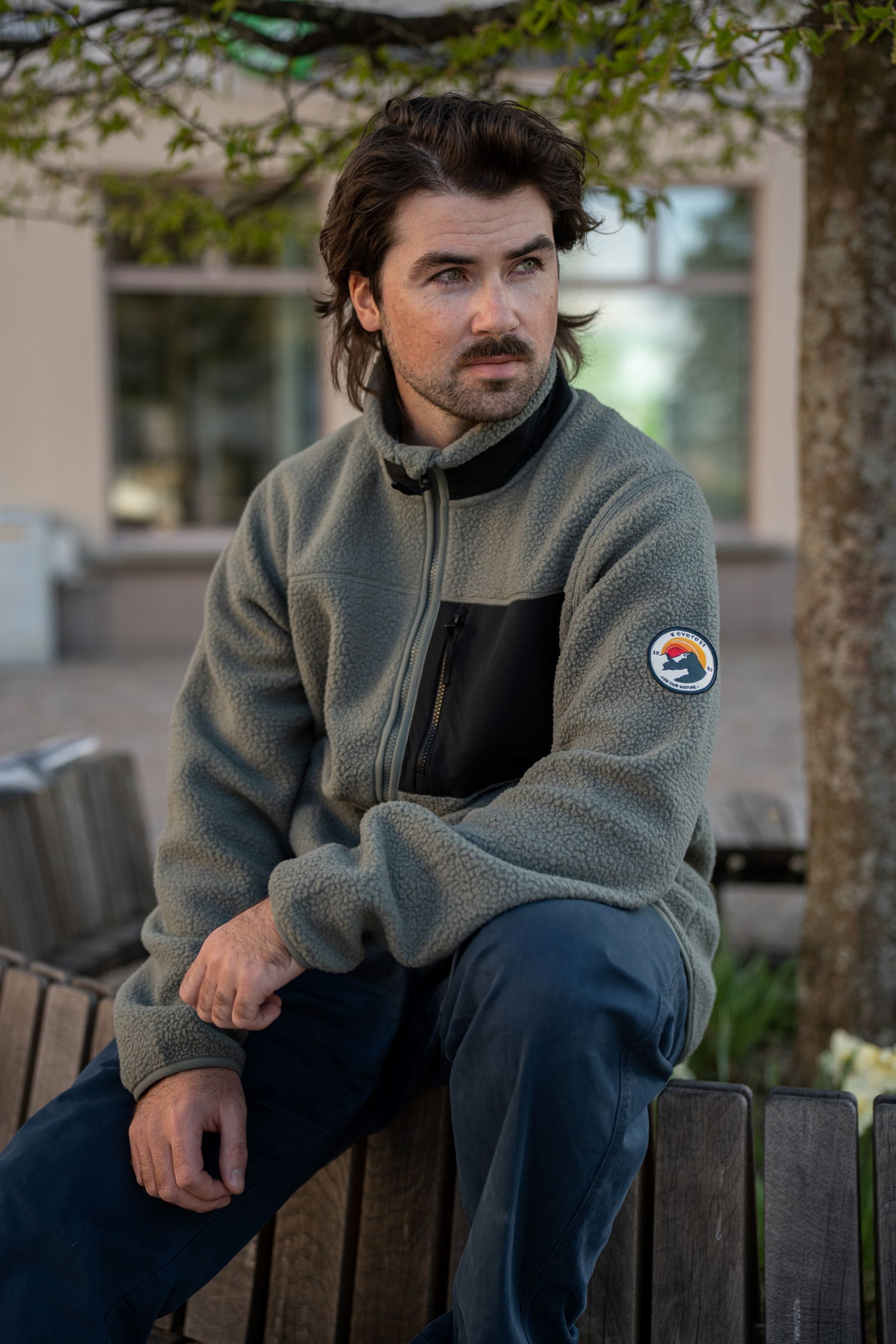 PILE SHIRT RETRO - KHAKI GREY/BLACK Everest Pile Fleece