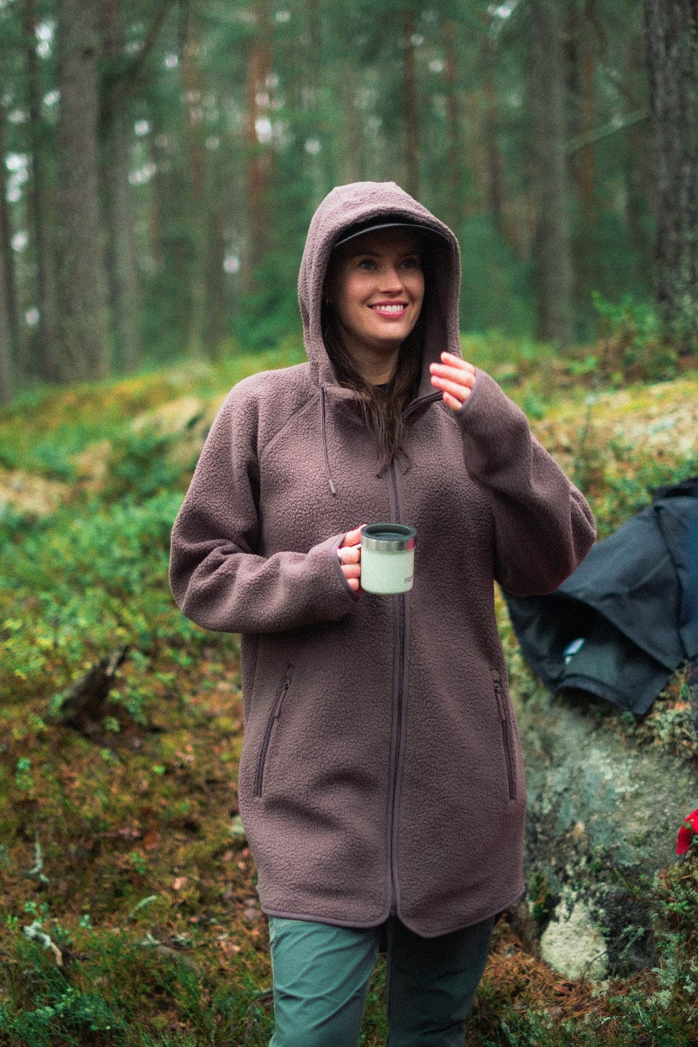 PILE LONG HOOD CACAO BROWN