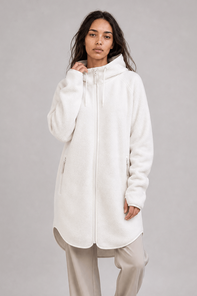 PILE LANGER KAPUZENPULLOVER OFF WHITE 