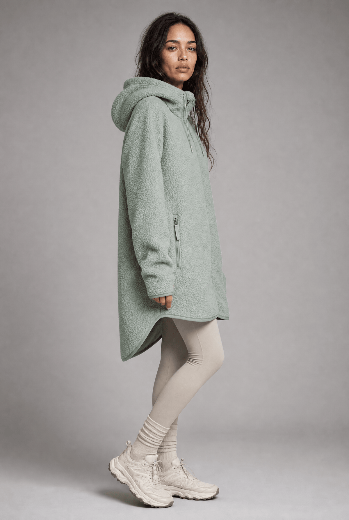 PILE LONG HOOD SAGE MIST Everest Pile Fleece