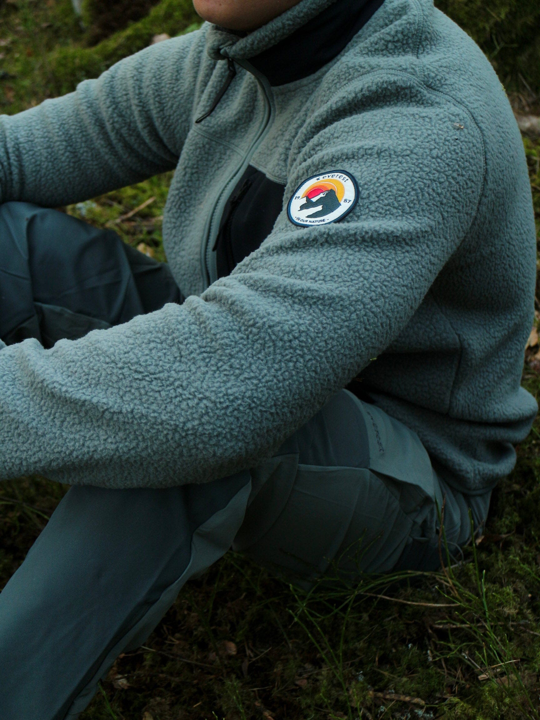PILE SHIRT RETRO - KHAKI GREY/BLACK Everest Pile Fleece